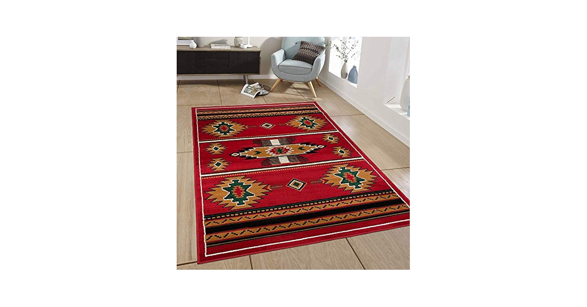 Ralph Lauren ラグ マット　ナバホ　ネイティブ 赤　黒　ウール Amazon | Champion Rugs Southwest ネイティブアメリカン ナバホ